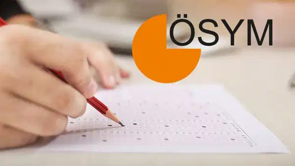 ÖSYM logosu ve optik form üzerinde işaretleme yapan aday görseli.