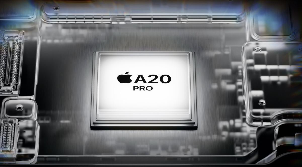 Immagine tecnologica che mostra il processore A20 Pro.