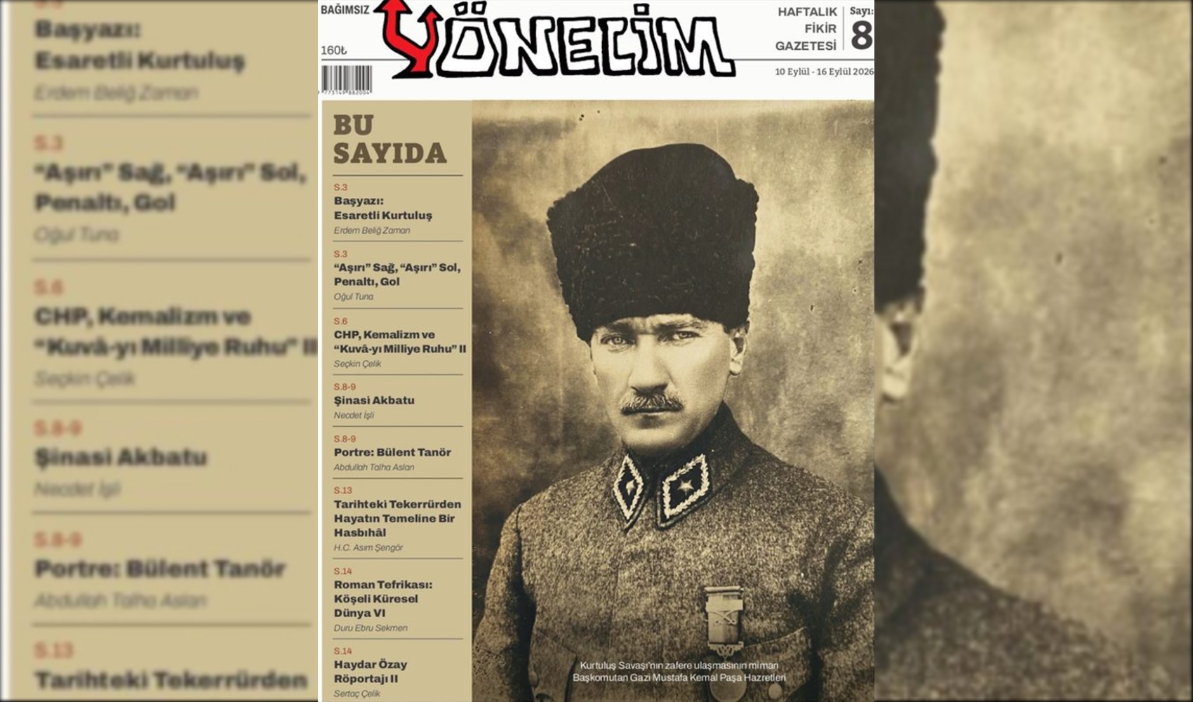 Yönelim’in 8. sayısı çıktı: 'Kurtuluş ve Kuruluş' dosyasıyla Cumhuriyet’in düşünsel mirasına bakış