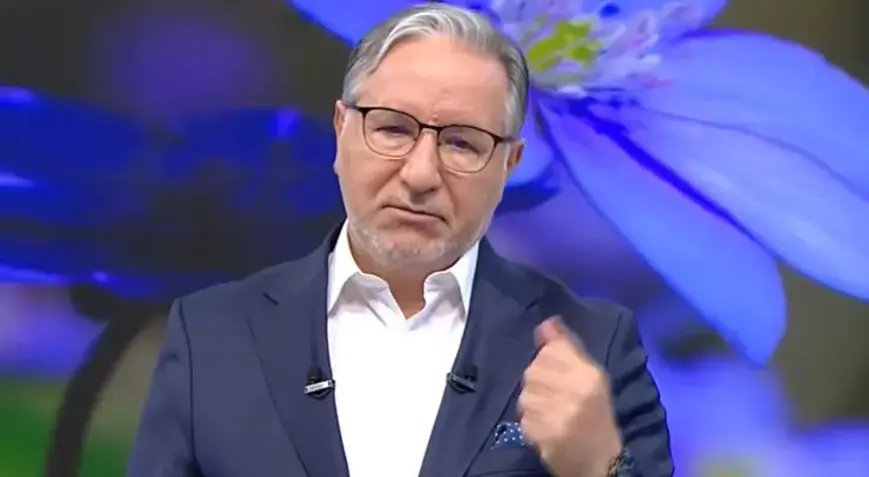 Mustafa Karataş’ın televizyon programındaki görüntüsü.