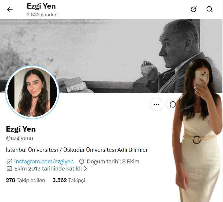 A screenshot showing Ezgi Yen’s X profile page.