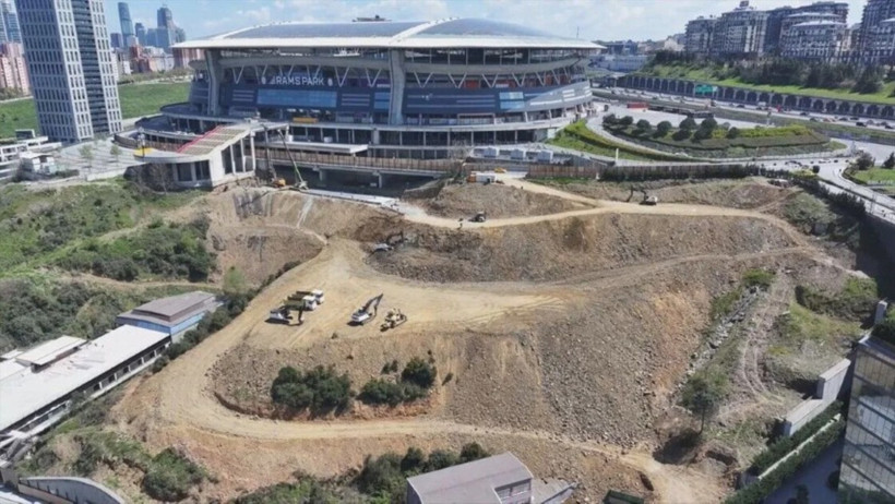 General view of the Galatasaray stadium in Seyrantepe and its surroundings.
