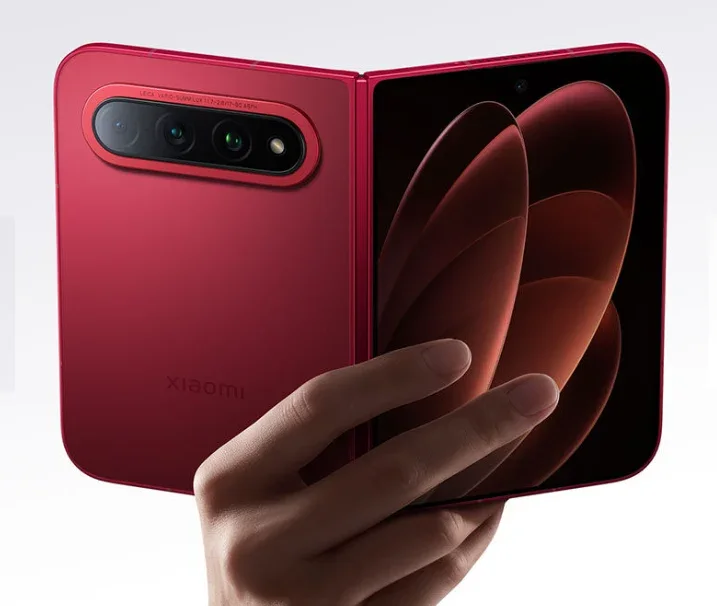 Product image showing the red Xiaomi 18 Fold in its open state.