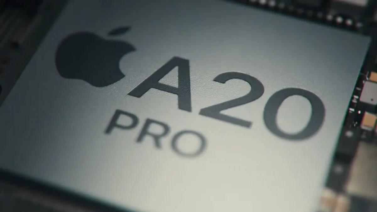 Image showing a close-up of the A20 Pro processor surface.