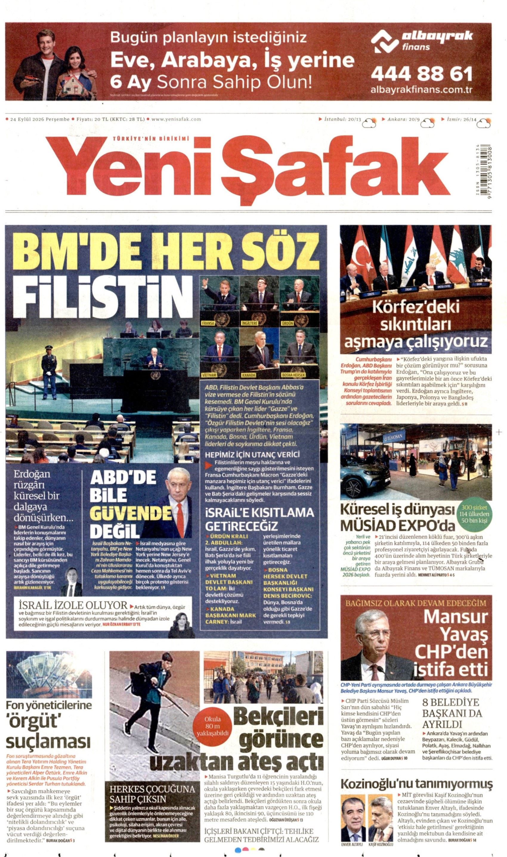 Gazeteler Mansur Yavaş'ın CHP'den istifasını nasıl gördü? (24 Eylül 2026 gazete manşetleri)