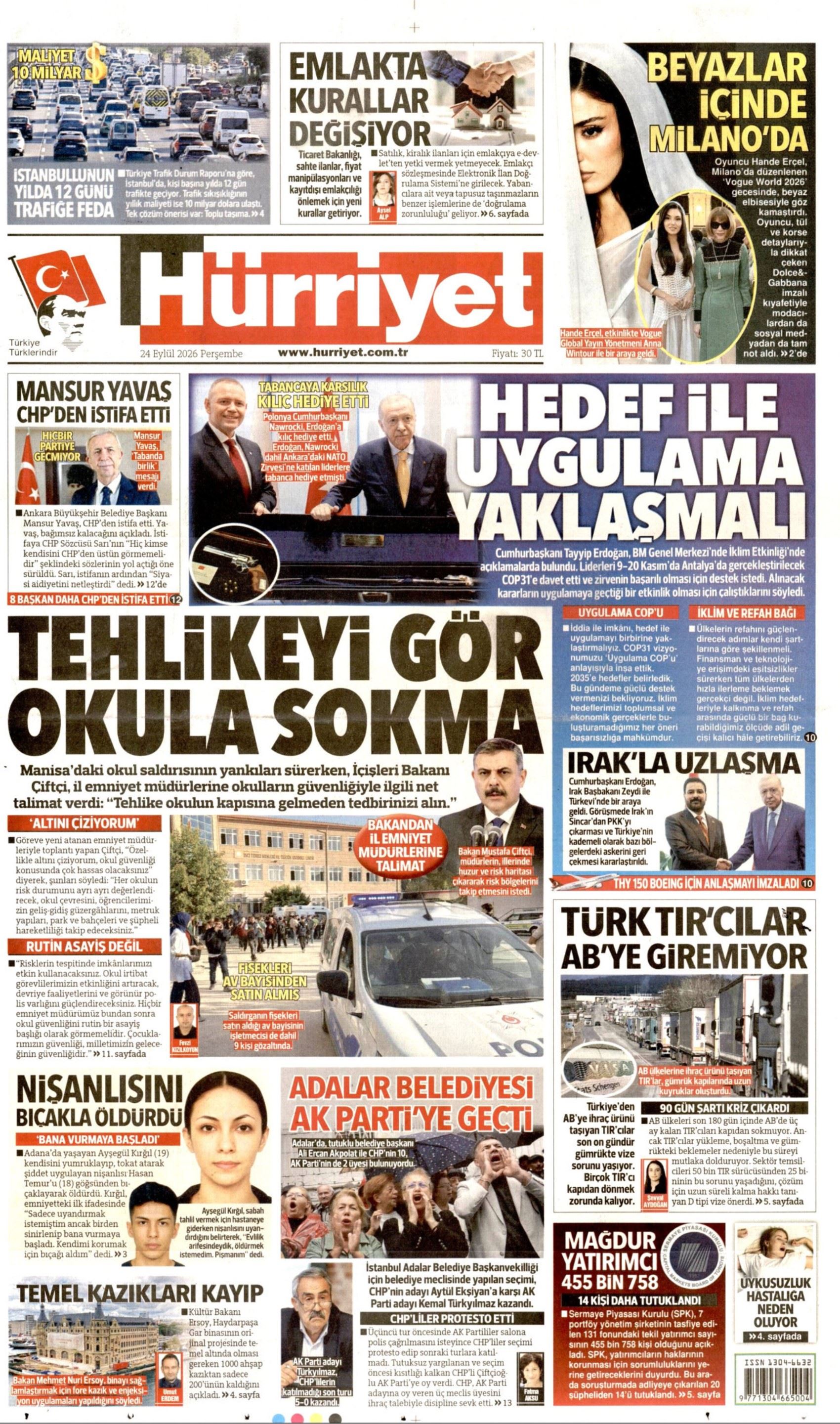 Gazeteler Mansur Yavaş'ın CHP'den istifasını nasıl gördü? (24 Eylül 2026 gazete manşetleri)