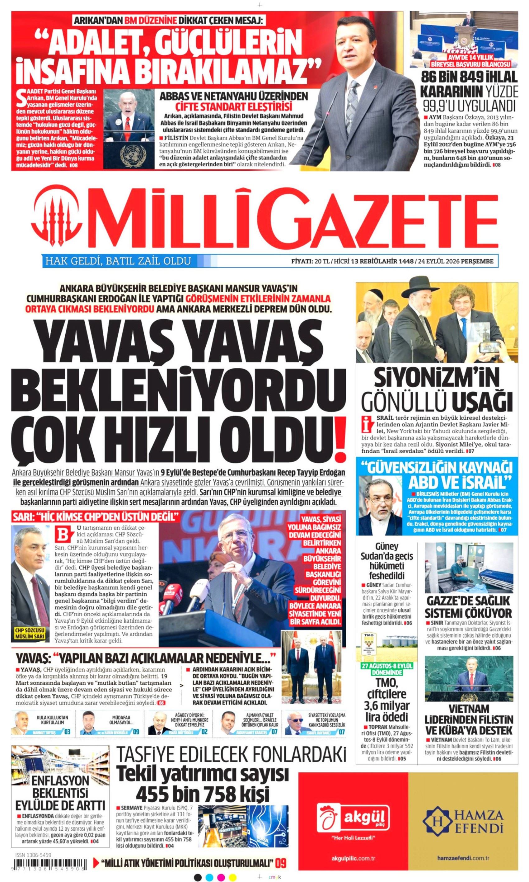 Gazeteler Mansur Yavaş'ın CHP'den istifasını nasıl gördü? (24 Eylül 2026 gazete manşetleri)