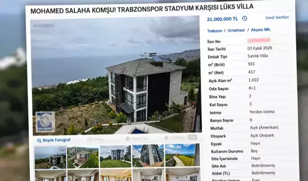 Trabzon’da satışa çıkarılan lüks villa için hazırlanan ve Mohamed Salah’a komşuluk vurgusu yapılan ilan ekranı.