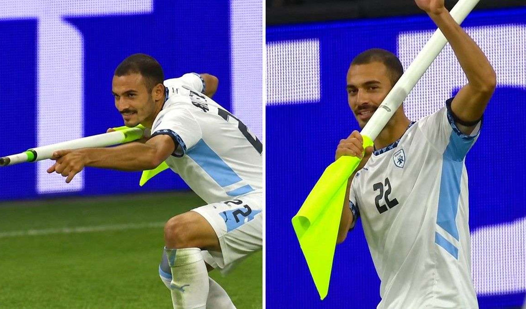 Saied Abu Farchi sent off after goal celebration in Israel's match against Austria