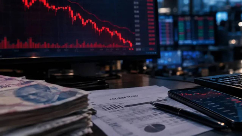 Image financière représentative montrant des documents de fonds d'investissement, de l'argent et des écrans de marché.