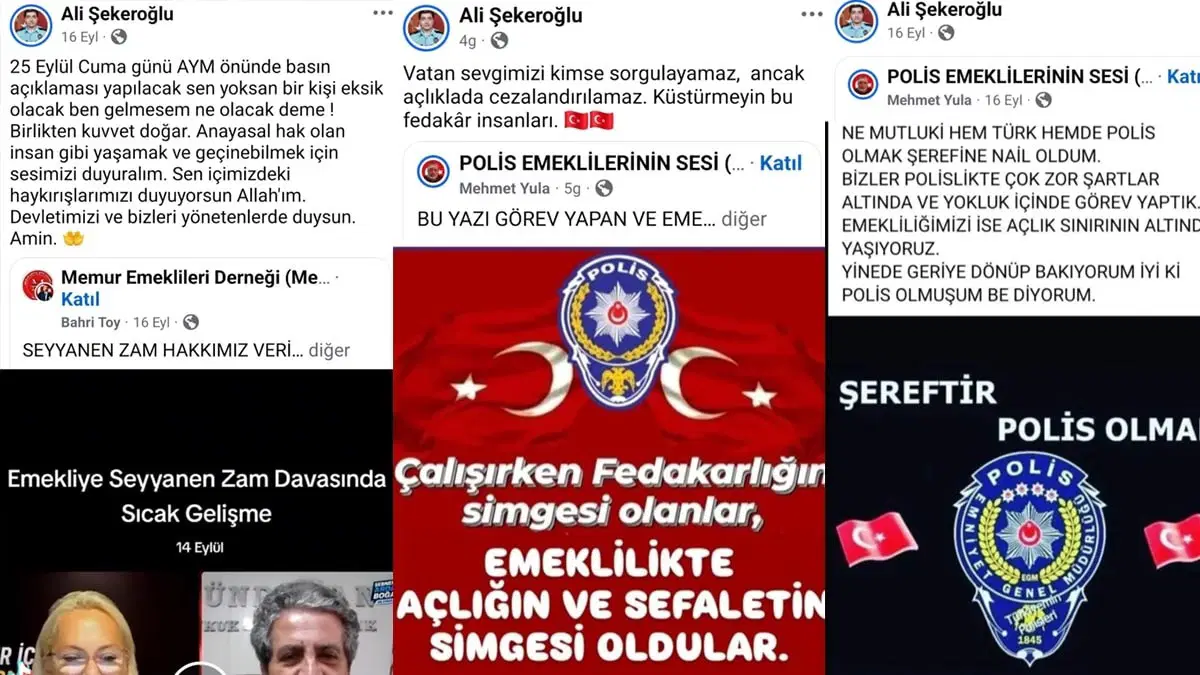 Ali Şekeroğlu adına yapılan sosyal medya paylaşımlarının kolajı.