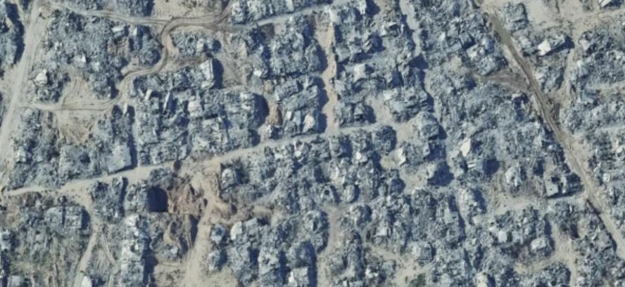 Satellite image showing heavily destroyed residential areas in northern Gaza.