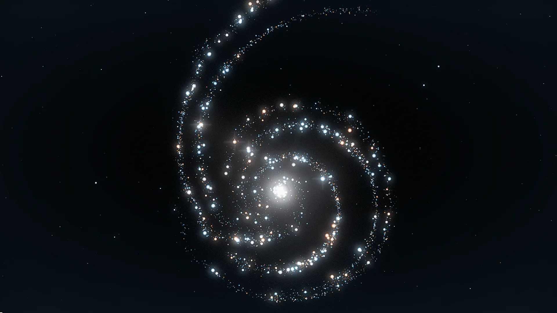 Image abstraite d'intelligence artificielle composée de points lumineux en spirale sur fond sombre.