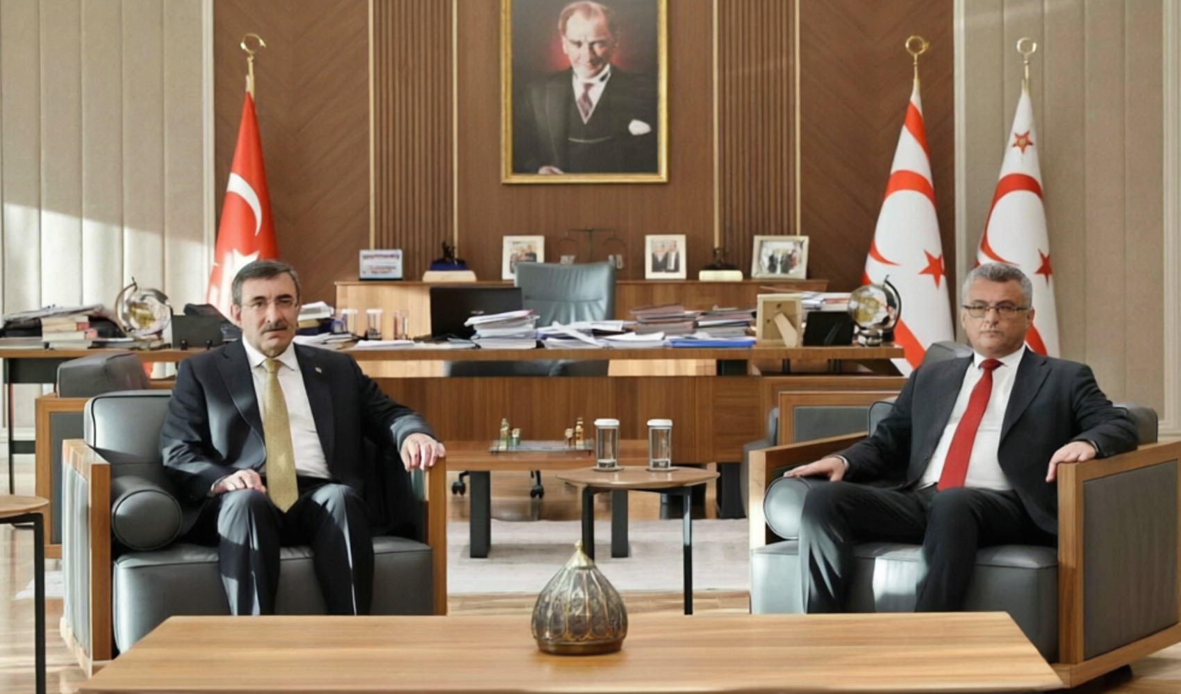Cevdet Yılmaz met with President Tufan Erhürman in the TRNC during a condolence visit