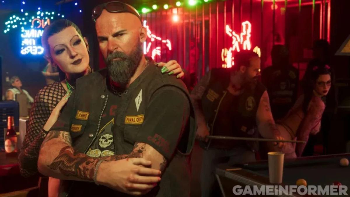 Neon ışıklı bir mekanda karakterlerin yer aldığı GTA 6 ekran görüntüsü.
