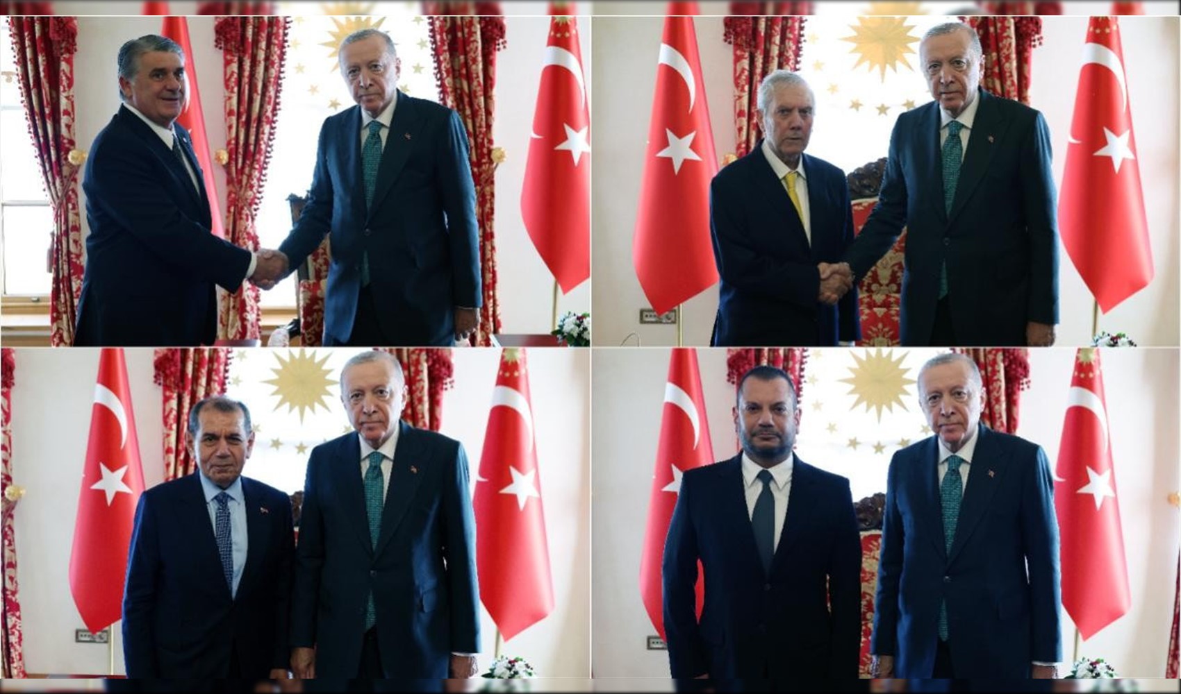 President Erdoğan receives the presidents of the four major clubs at Dolmabahçe
