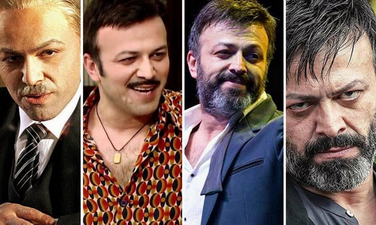 Oyuncu Serhat Mustafa Kılıç'ın farklı dönemlerdeki rollerinden oluşan kolaj görseli.
