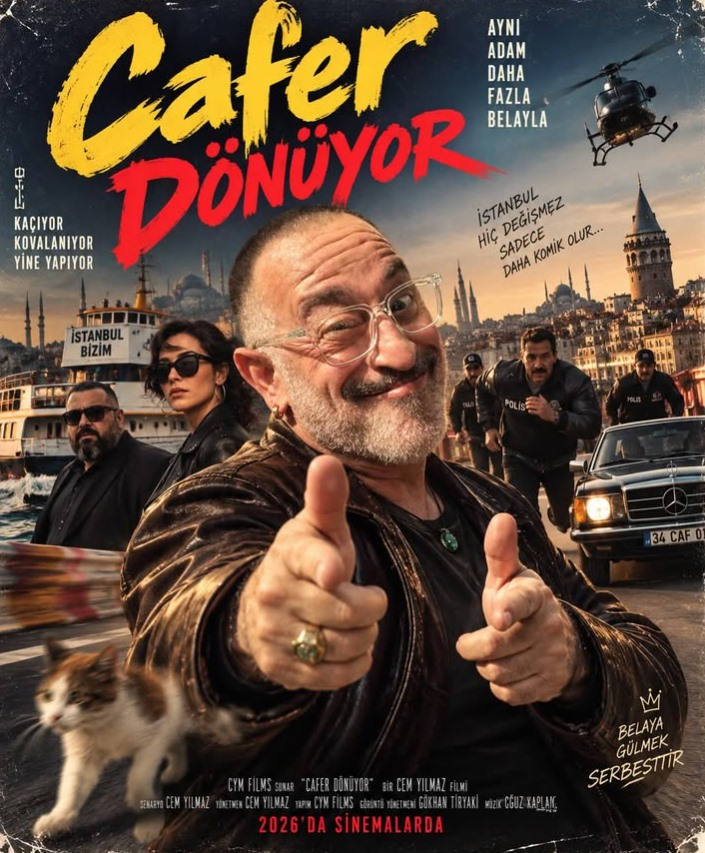 Il poster del film ‘Cafer Dönüyor’ con Cem Yılmaz.